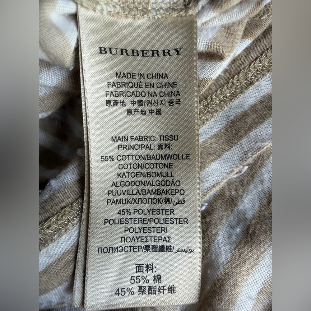 Burberry Beige Striped Long Sleeve Tee View 3